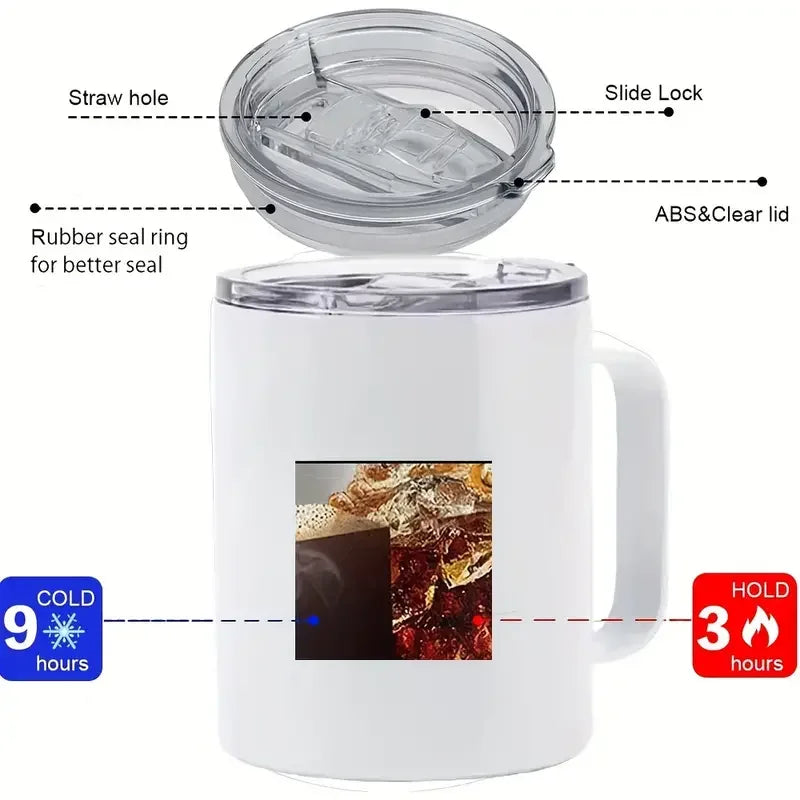 USA Warehouse 25Pack 12 oz 12oz Stainless Steel Sublimation Blanks Coffee Tumbler Camp Mug With Handle for Sublimation