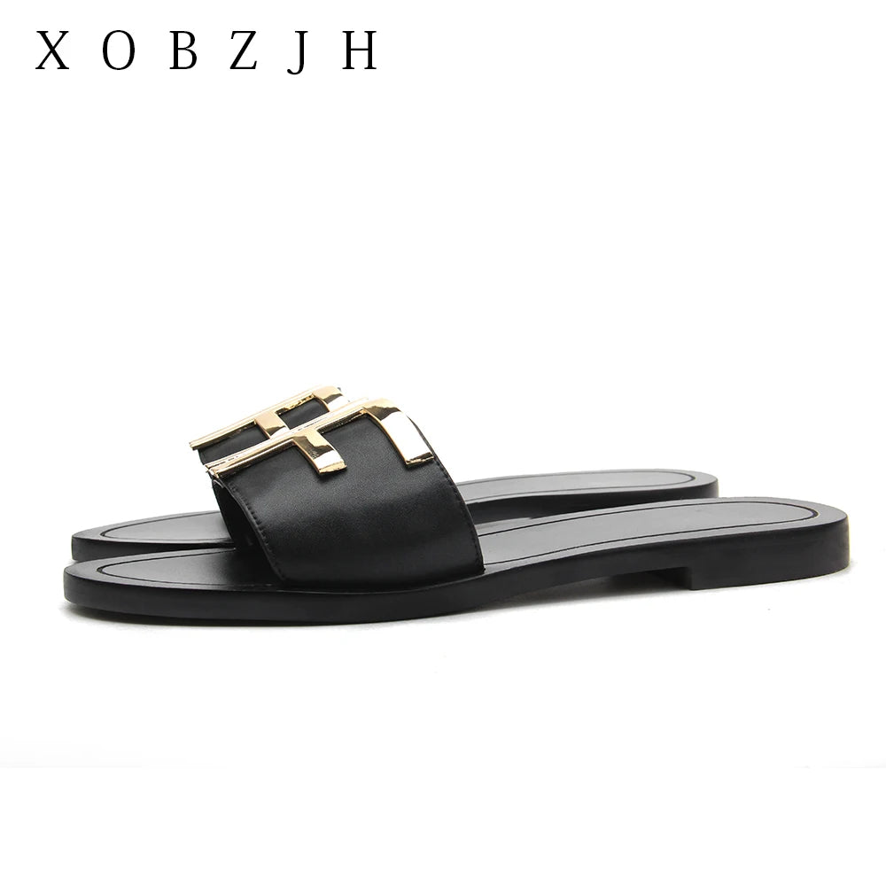 designer slides G flip flops mule Shoes slippers women sandal luxury 2019 shoes woman ladies summer leather flat slippers US 11