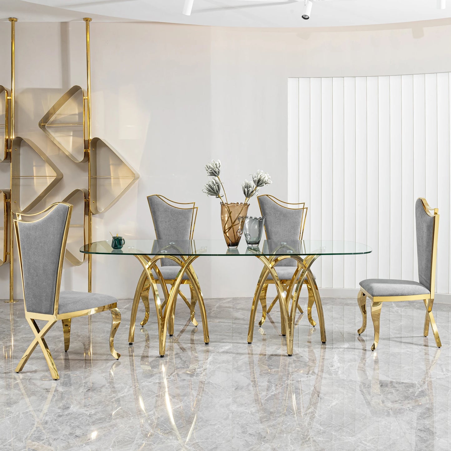 Restaurant Furniture Large Metal Dining Room Table Mesa De Comedor De Cristal Cromo Tempered Glass 12 Seater Dining Table Set