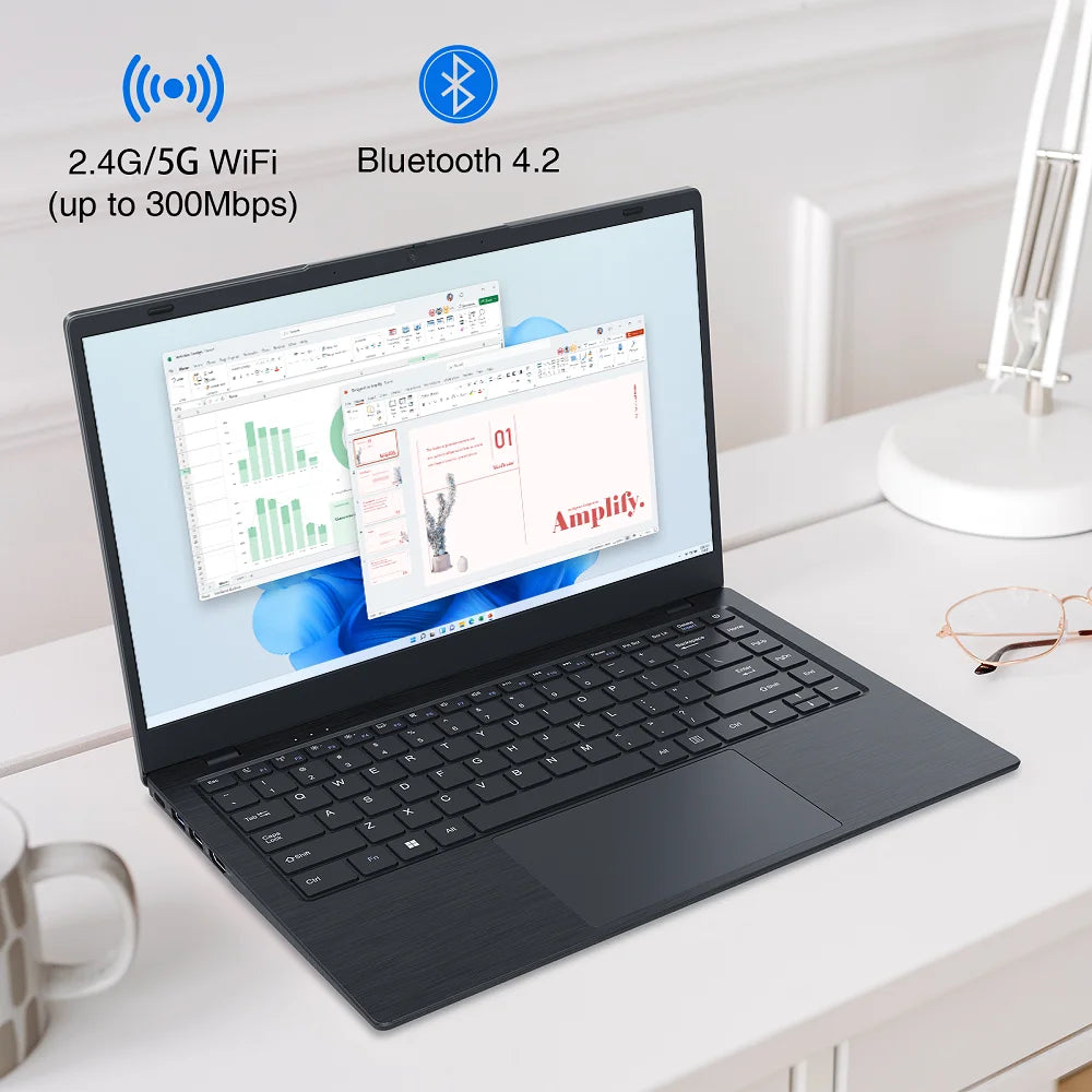 DDP USA Stock Intel N4000 14 Inch 8GB+256GB New Laptop Computer 4800mAH Win11 Pro Business Laptops Cheapest Laptops