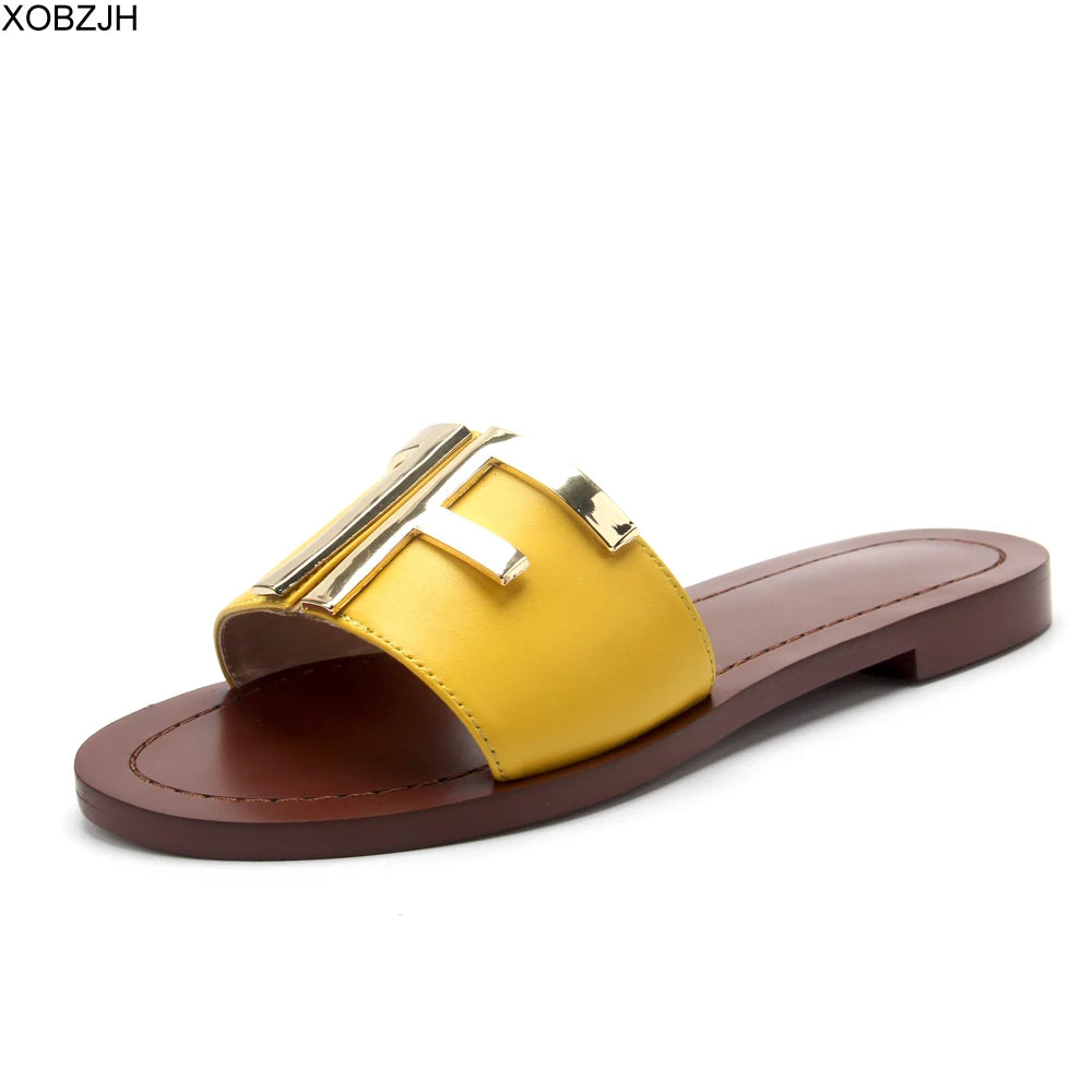 designer slides G flip flops mule Shoes slippers women sandal luxury 2019 shoes woman ladies summer leather flat slippers US 11