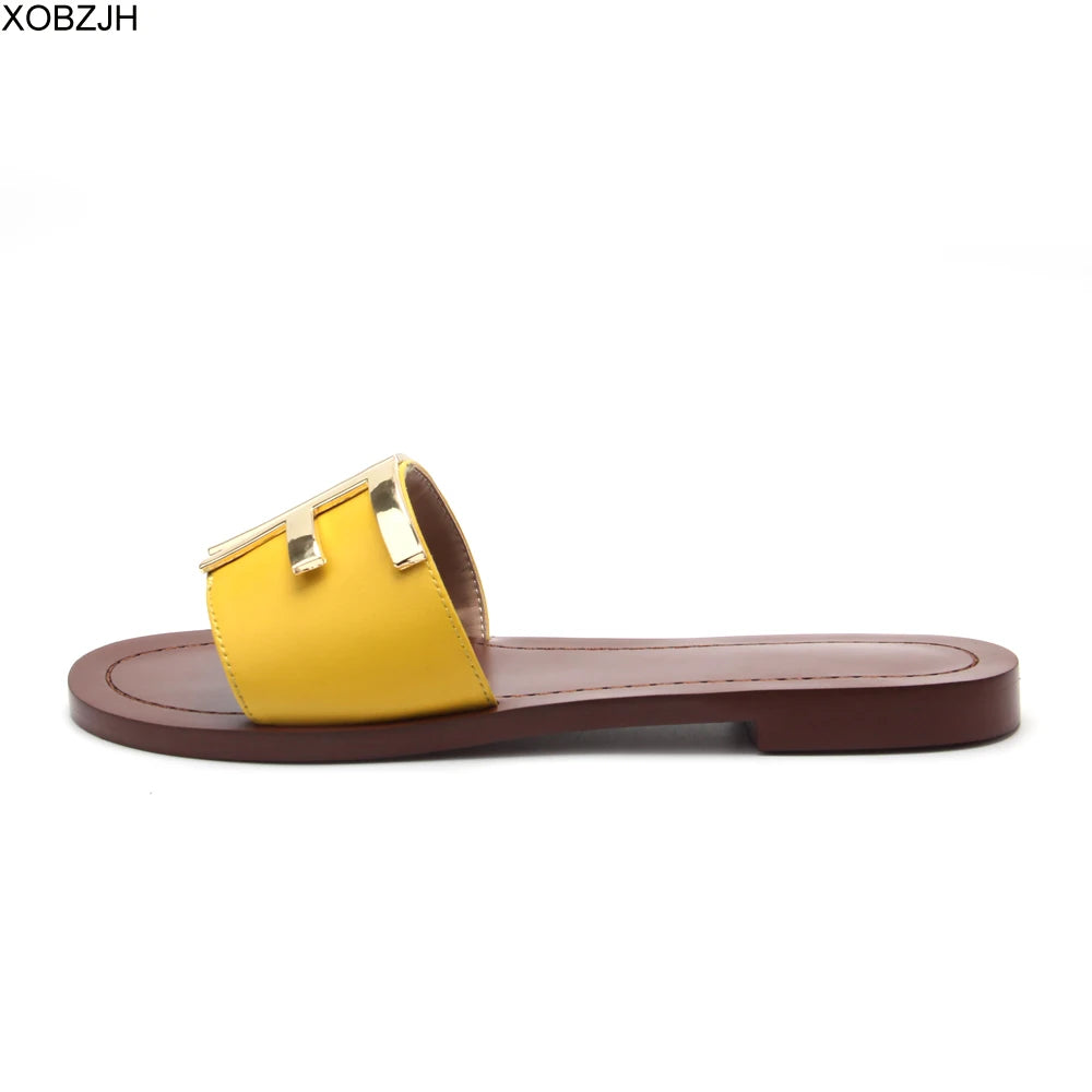 designer slides G flip flops mule Shoes slippers women sandal luxury 2019 shoes woman ladies summer leather flat slippers US 11