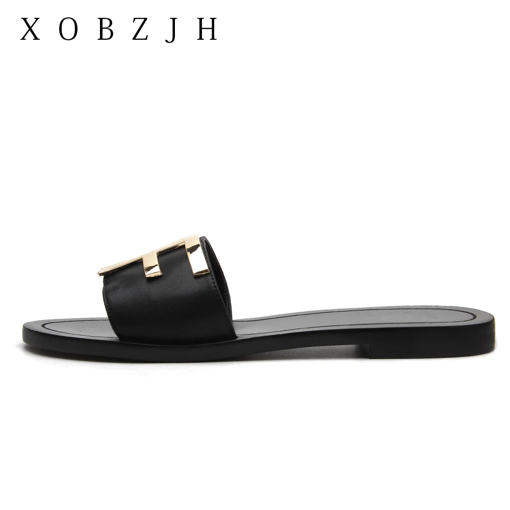 designer slides G flip flops mule Shoes slippers women sandal luxury 2019 shoes woman ladies summer leather flat slippers US 11