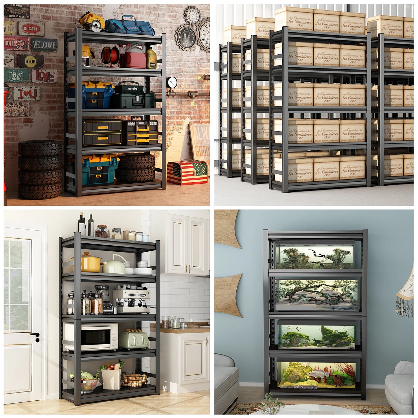 USA Warehouse Sends to Customer Address 5 Home Light Shelf Garage Steel 5 Layer Steel Boltless Garage Storage Rack Shelves Racks