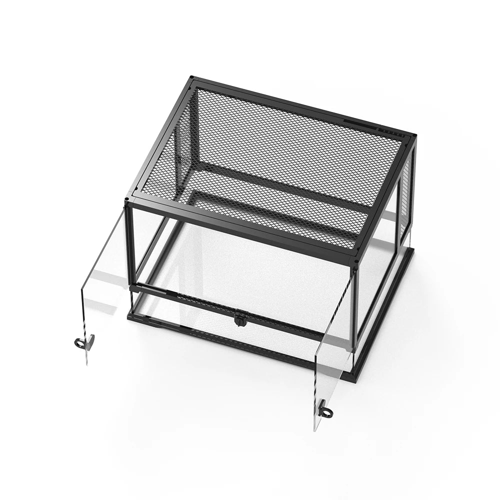 NOMOY PET Glass Terrarium Durable Reptile Habitat Tank with Heat Resistant Aluminum Alloy Frame Dual Front Swinging Doors