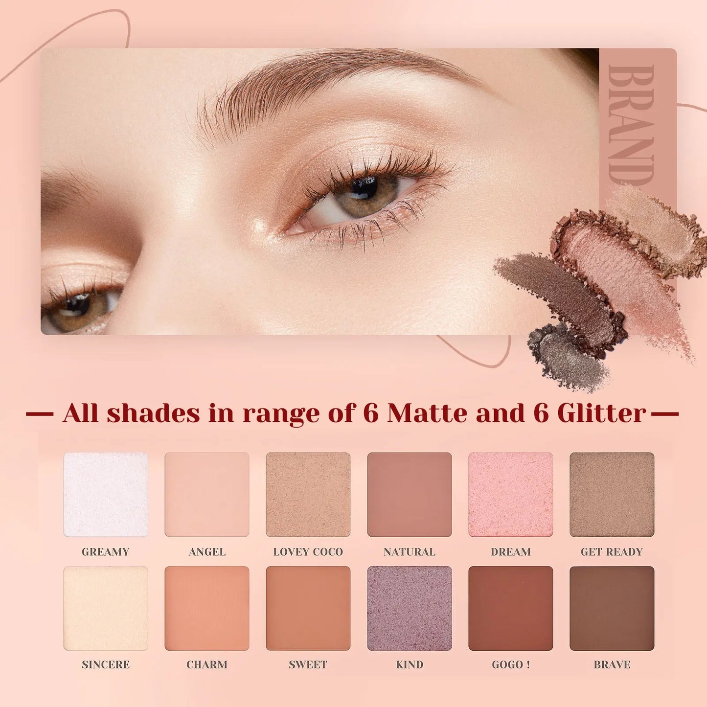 Las Chicas Wholesale 12 Colors Pressed Powder Eyeshadow Shimmer Matte Palette Eye Eyeshadow