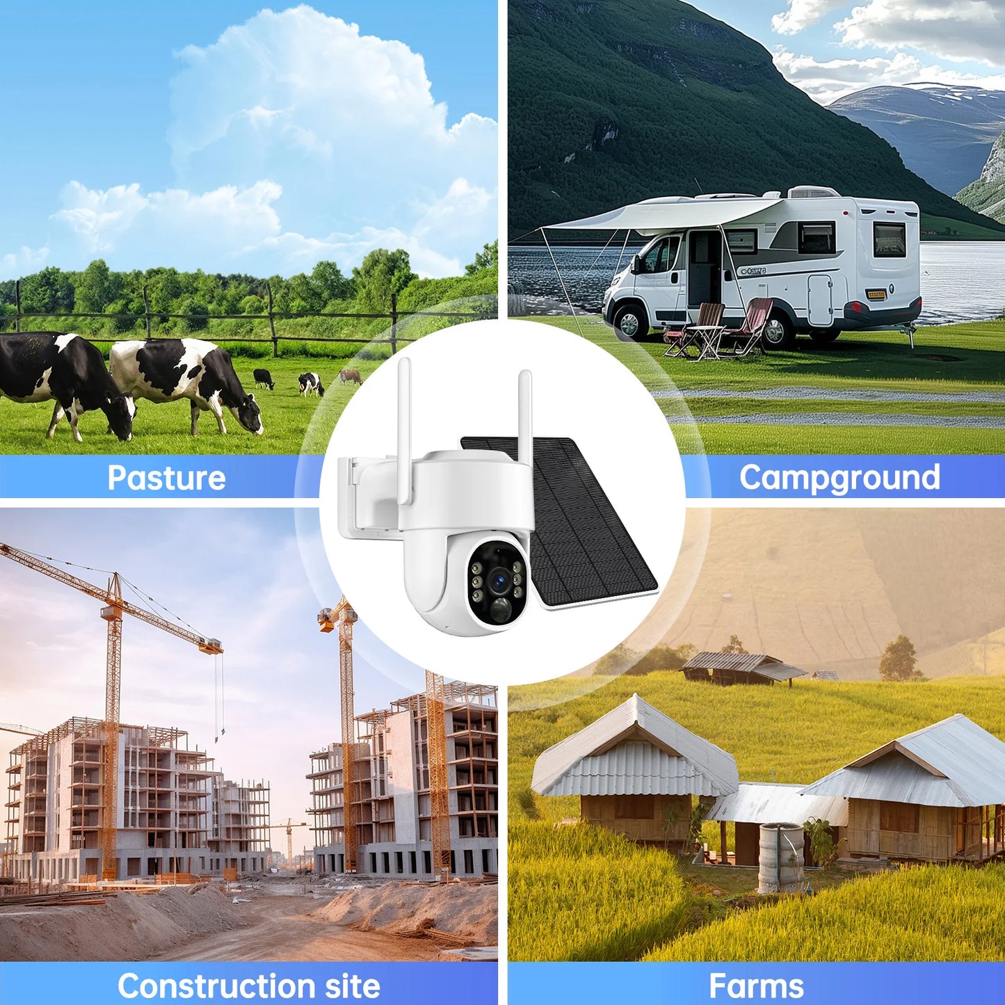 WESECUU WIFI 4MP Solar WIFI Rechargeable Battery PTZ CCTV Security 360 Degree Ip Camera Auto Motion Tracking Ip PTZ Camera