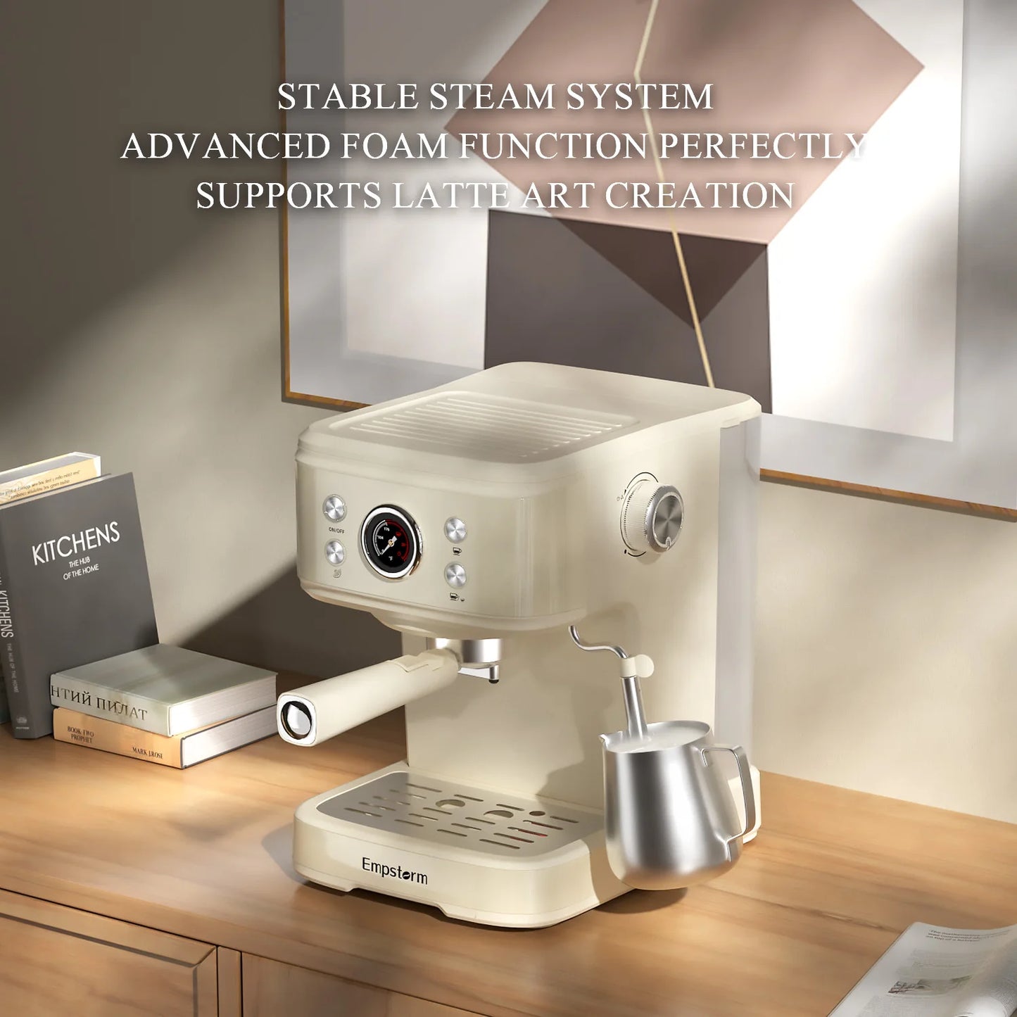 For Empstorm 2024 Convenient Small Portable Espresso Coffee Maker Semi-Auto Electric Manual Feature for Household Use Aluminum