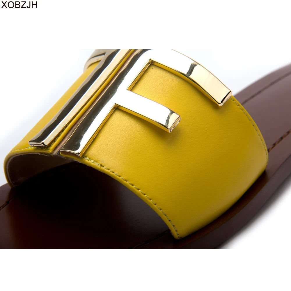 designer slides G flip flops mule Shoes slippers women sandal luxury 2019 shoes woman ladies summer leather flat slippers US 11