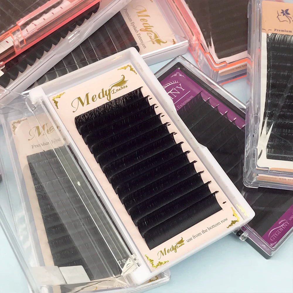Wholesale Cashmere Individual Eyelash Extension Supplies Private Label Silk Natural Matte Black Volume Eye Lash Extension Trays