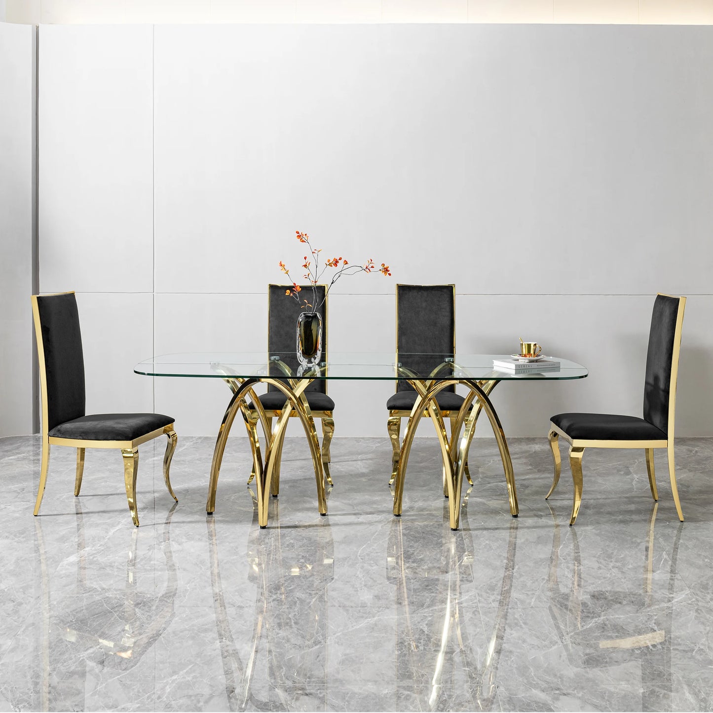 Restaurant Furniture Large Metal Dining Room Table Mesa De Comedor De Cristal Cromo Tempered Glass 12 Seater Dining Table Set