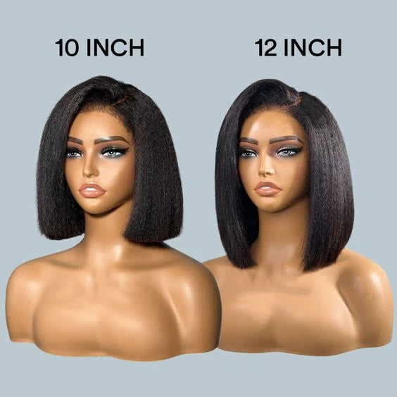High Quality Human Hair Kinky Straight 4x4 HD Lace Closure Wig 4C Edge Baby Hair Brazilian Bob 13x4 Lace Frontal Glueless Wigs