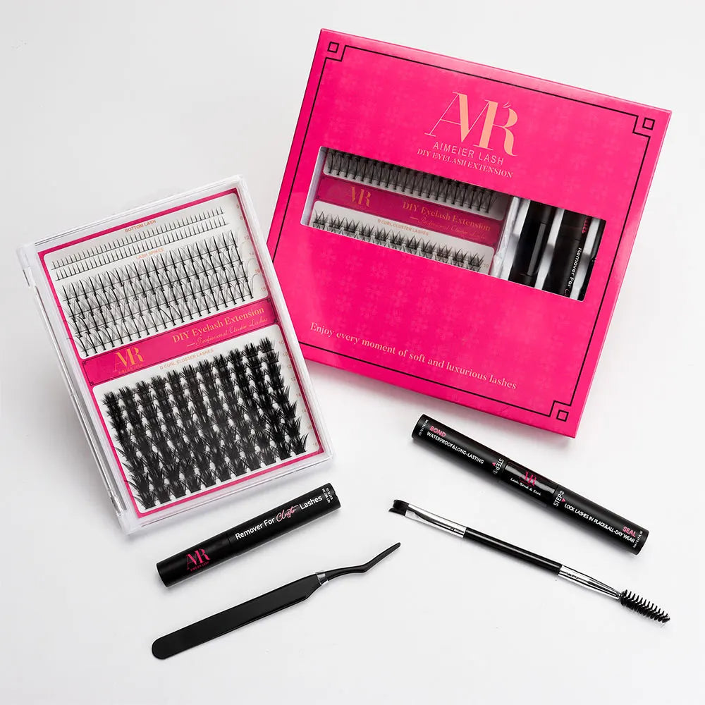 US Local Stock Eye Lash Cluster DIY Individual Lash Cluster Kit C Curl Eyelash Clusters Extensions Kit Custom Logo