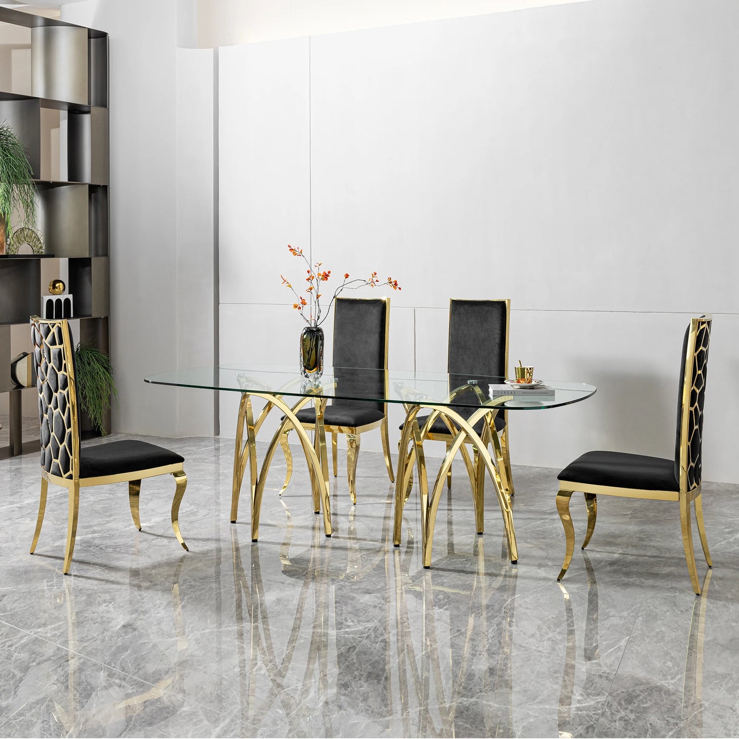 Restaurant Furniture Large Metal Dining Room Table Mesa De Comedor De Cristal Cromo Tempered Glass 12 Seater Dining Table Set