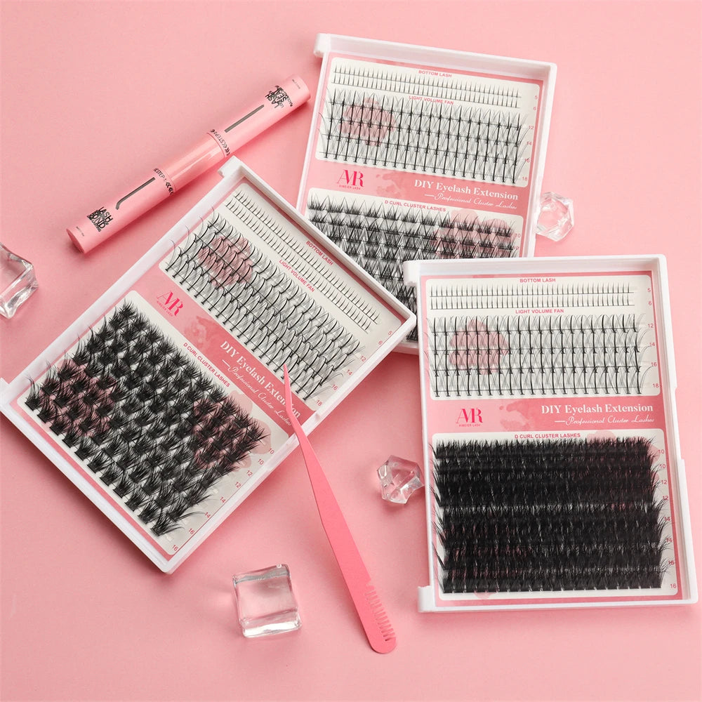 US Local Stock Eye Lash Cluster DIY Individual Lash Cluster Kit C Curl Eyelash Clusters Extensions Kit Custom Logo
