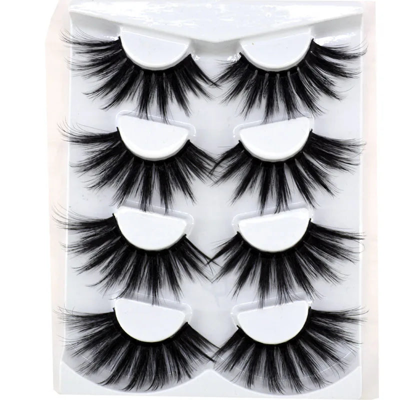 2021 NEW 4 Pairs 3D Mink Hair False Eyelashes Criss-cross Wispy Cross Fluffy 25mm Lashes Extension Handmade Eye Makeup Tools