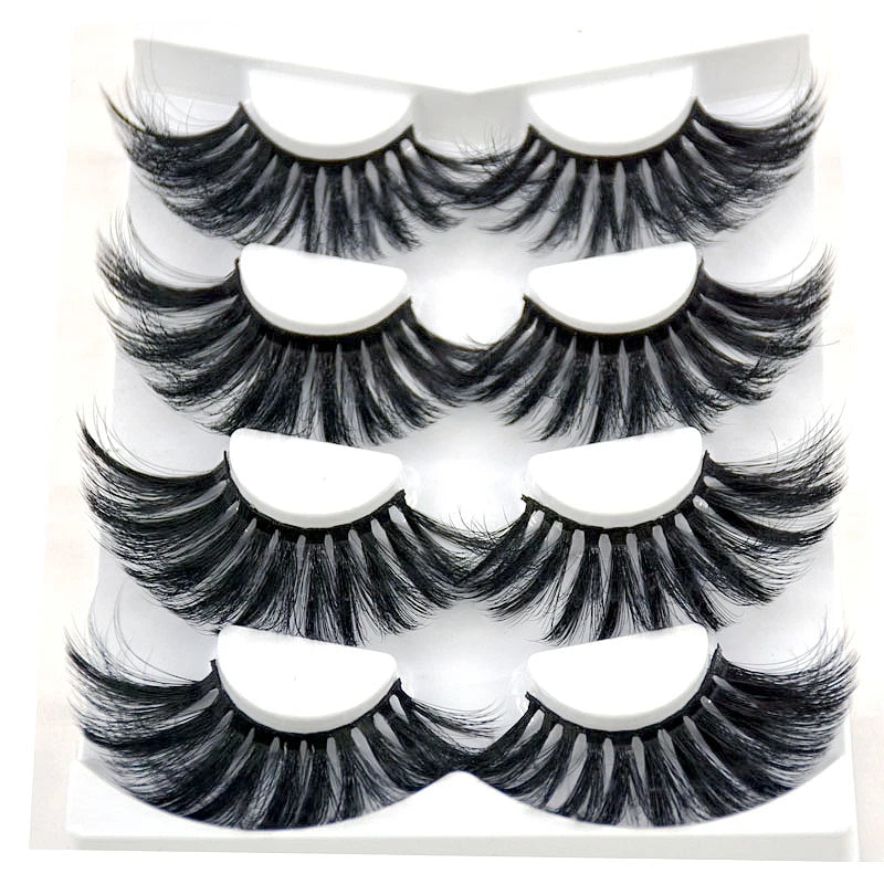 2021 NEW 4 Pairs 3D Mink Hair False Eyelashes Criss-cross Wispy Cross Fluffy 25mm Lashes Extension Handmade Eye Makeup Tools