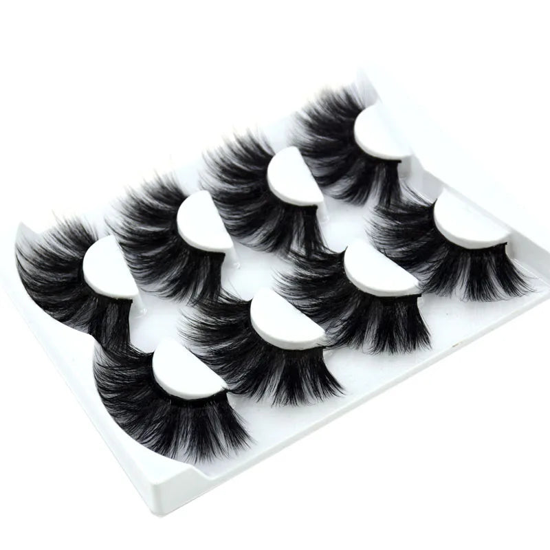 2021 NEW 4 Pairs 3D Mink Hair False Eyelashes Criss-cross Wispy Cross Fluffy 25mm Lashes Extension Handmade Eye Makeup Tools