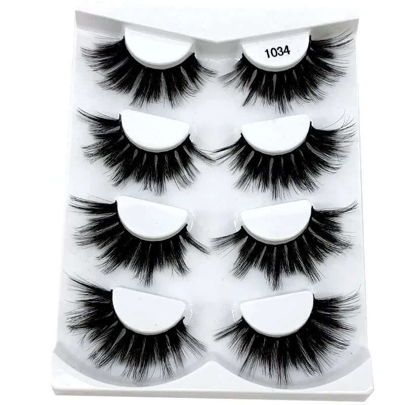 2021 NEW 4 Pairs 3D Mink Hair False Eyelashes Criss-cross Wispy Cross Fluffy 25mm Lashes Extension Handmade Eye Makeup Tools
