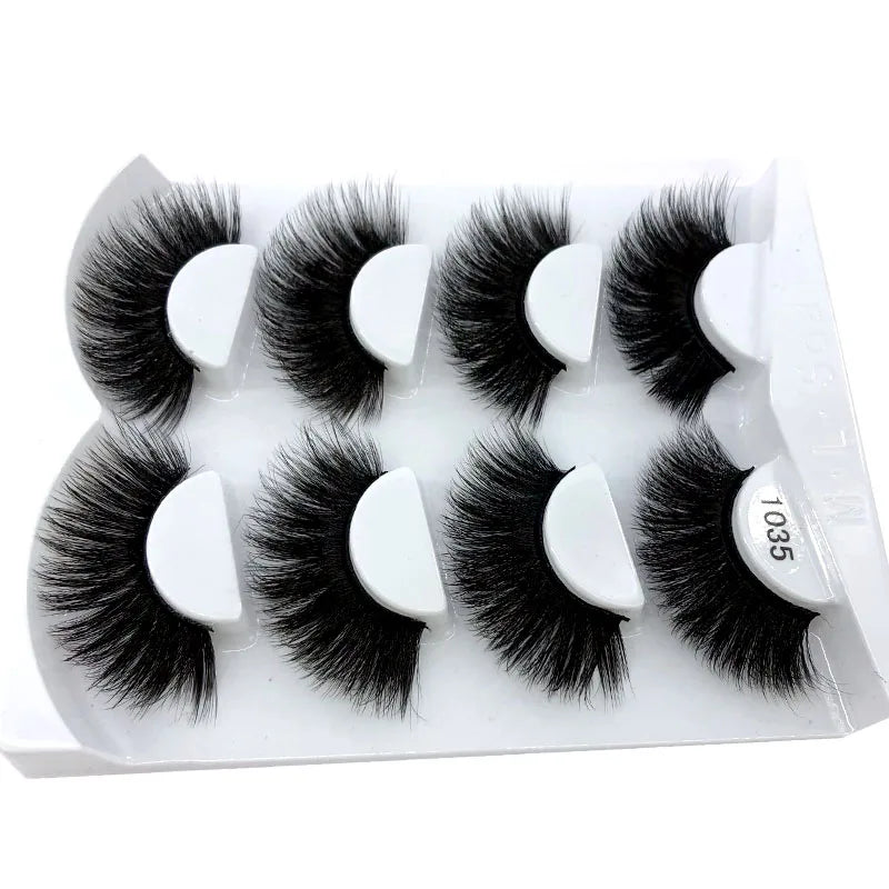 2021 NEW 4 Pairs 3D Mink Hair False Eyelashes Criss-cross Wispy Cross Fluffy 25mm Lashes Extension Handmade Eye Makeup Tools