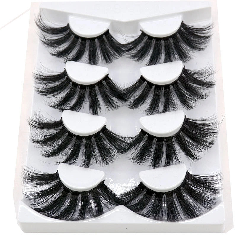 2021 NEW 4 Pairs 3D Mink Hair False Eyelashes Criss-cross Wispy Cross Fluffy 25mm Lashes Extension Handmade Eye Makeup Tools