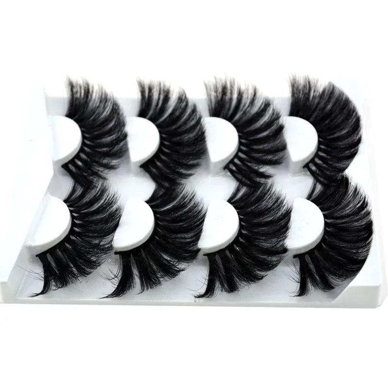 2021 NEW 4 Pairs 3D Mink Hair False Eyelashes Criss-cross Wispy Cross Fluffy 25mm Lashes Extension Handmade Eye Makeup Tools