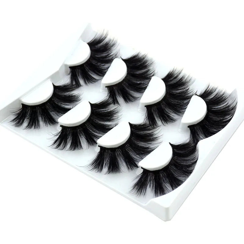 2021 NEW 4 Pairs 3D Mink Hair False Eyelashes Criss-cross Wispy Cross Fluffy 25mm Lashes Extension Handmade Eye Makeup Tools
