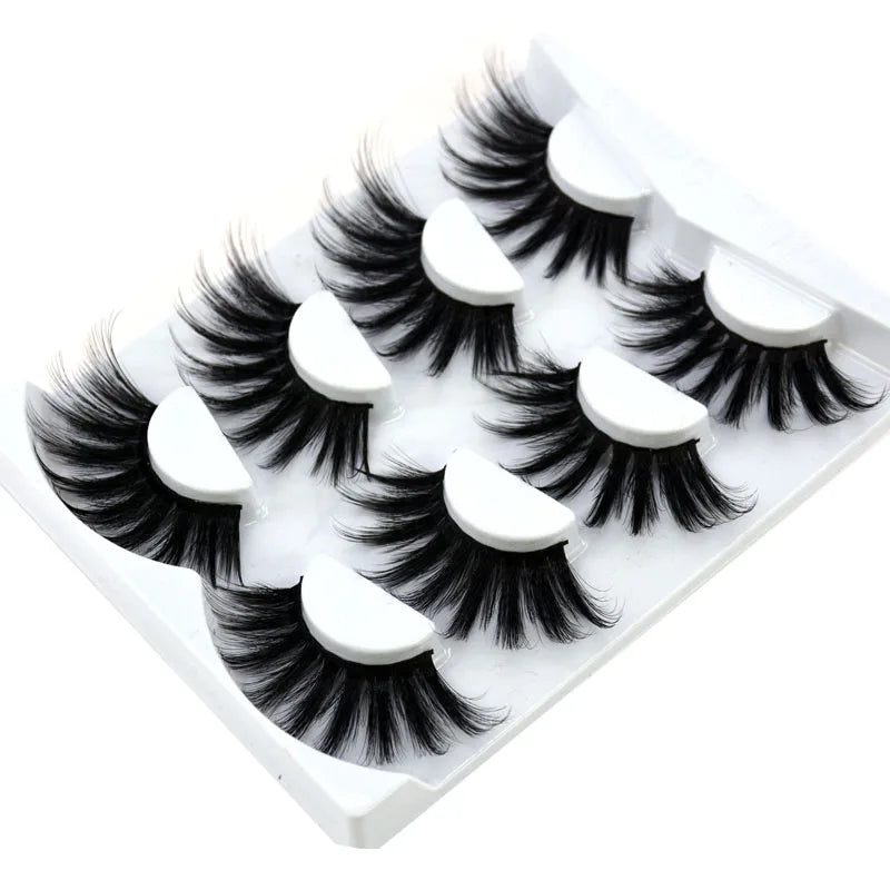 2021 NEW 4 Pairs 3D Mink Hair False Eyelashes Criss-cross Wispy Cross Fluffy 25mm Lashes Extension Handmade Eye Makeup Tools