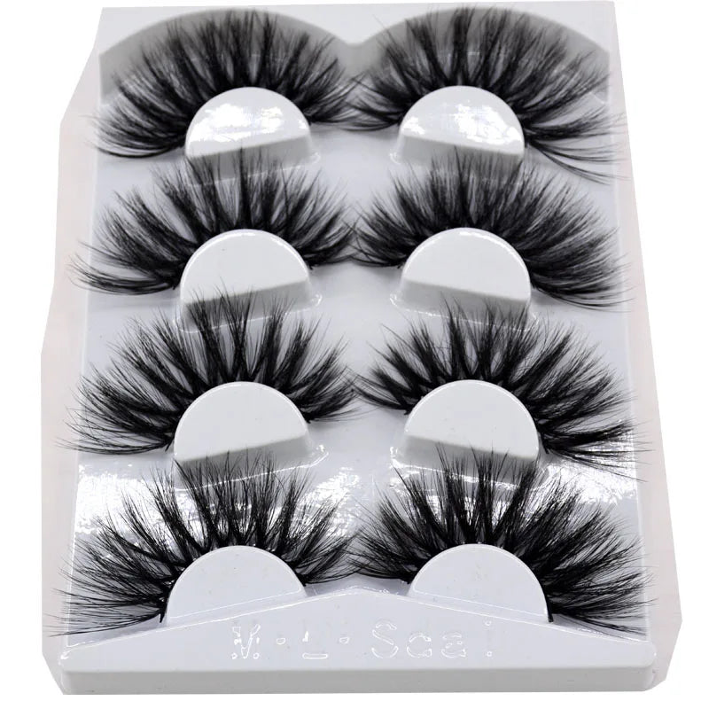 2021 NEW 4 Pairs 3D Mink Hair False Eyelashes Criss-cross Wispy Cross Fluffy 25mm Lashes Extension Handmade Eye Makeup Tools