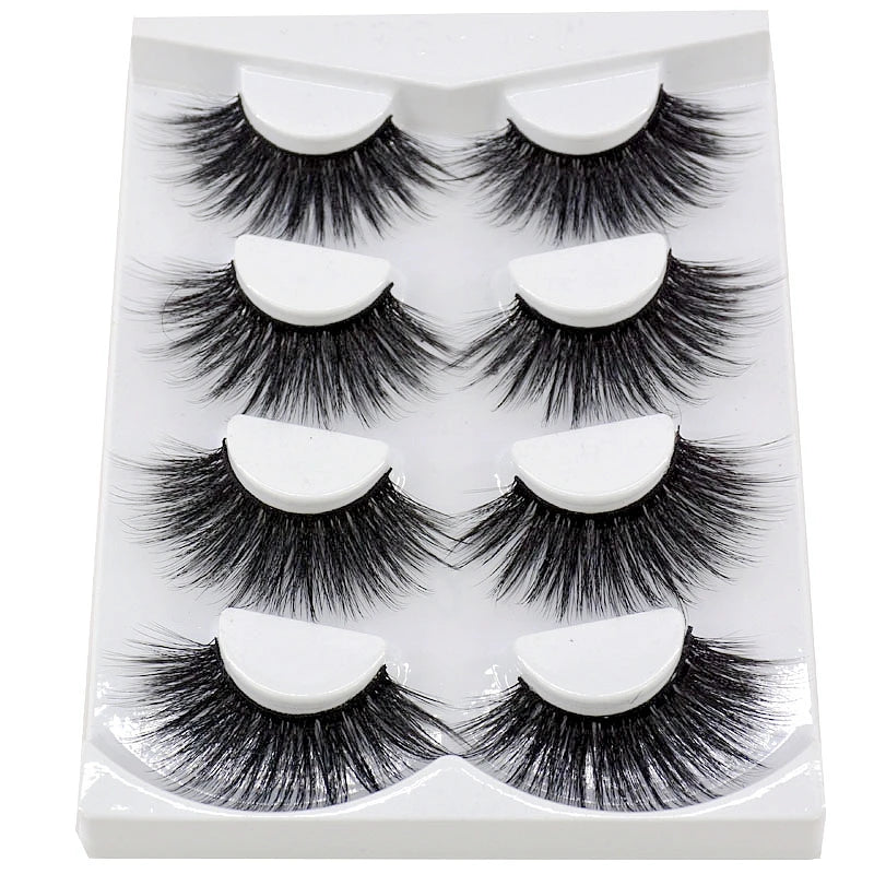 2021 NEW 4 Pairs 3D Mink Hair False Eyelashes Criss-cross Wispy Cross Fluffy 25mm Lashes Extension Handmade Eye Makeup Tools