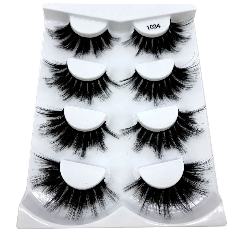 2021 NEW 4 Pairs 3D Mink Hair False Eyelashes Criss-cross Wispy Cross Fluffy 25mm Lashes Extension Handmade Eye Makeup Tools