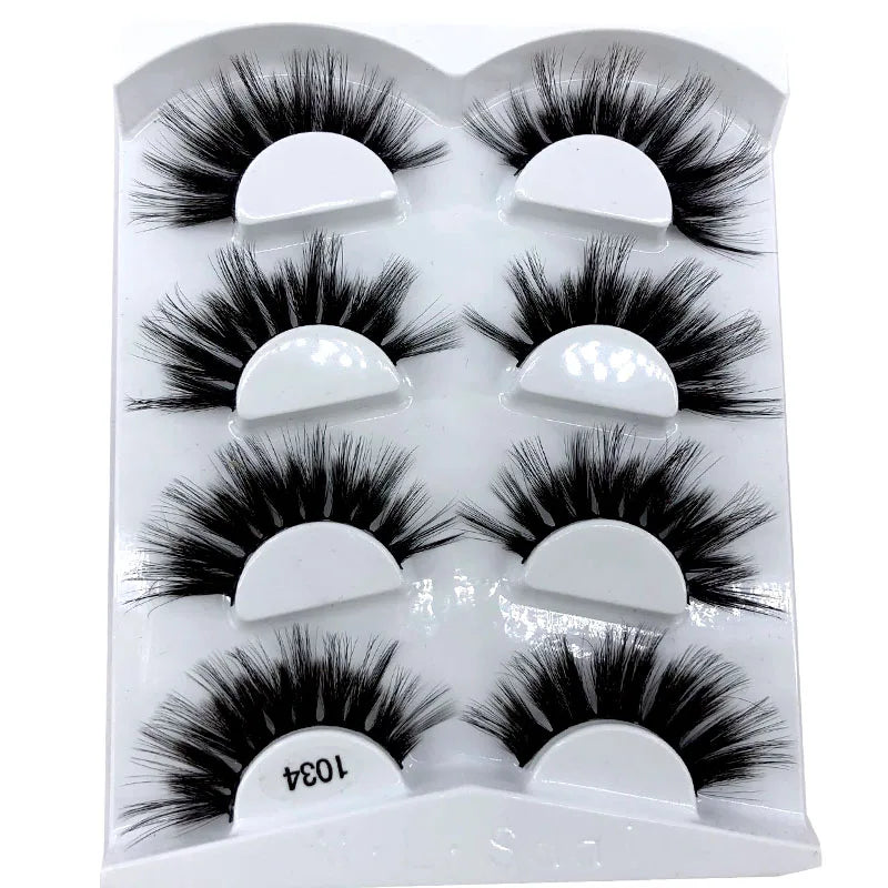 2021 NEW 4 Pairs 3D Mink Hair False Eyelashes Criss-cross Wispy Cross Fluffy 25mm Lashes Extension Handmade Eye Makeup Tools