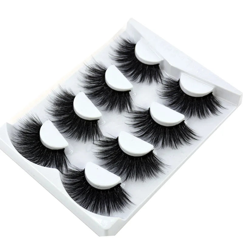 2021 NEW 4 Pairs 3D Mink Hair False Eyelashes Criss-cross Wispy Cross Fluffy 25mm Lashes Extension Handmade Eye Makeup Tools