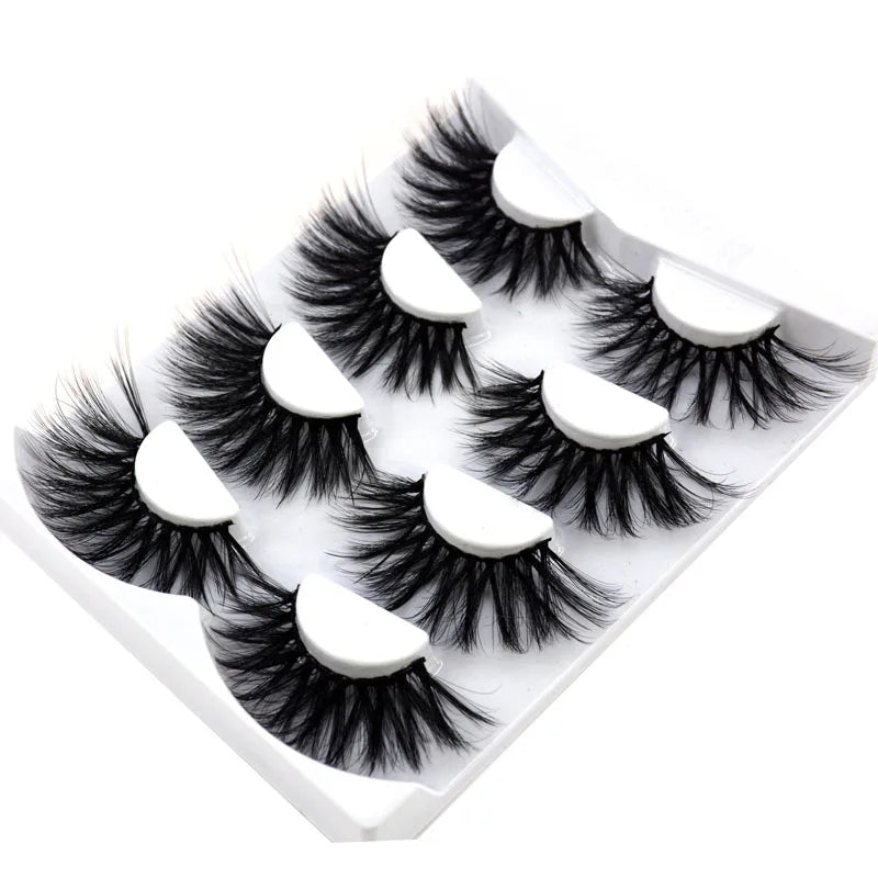 2021 NEW 4 Pairs 3D Mink Hair False Eyelashes Criss-cross Wispy Cross Fluffy 25mm Lashes Extension Handmade Eye Makeup Tools