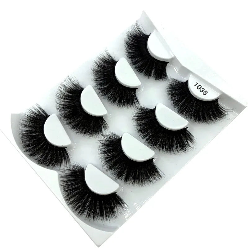 2021 NEW 4 Pairs 3D Mink Hair False Eyelashes Criss-cross Wispy Cross Fluffy 25mm Lashes Extension Handmade Eye Makeup Tools