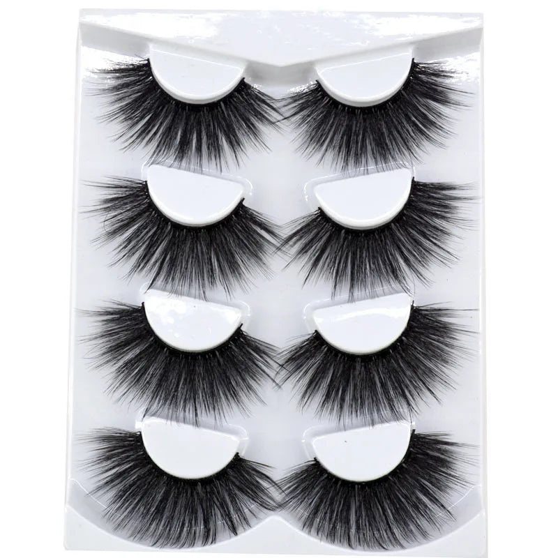 2021 NEW 4 Pairs 3D Mink Hair False Eyelashes Criss-cross Wispy Cross Fluffy 25mm Lashes Extension Handmade Eye Makeup Tools