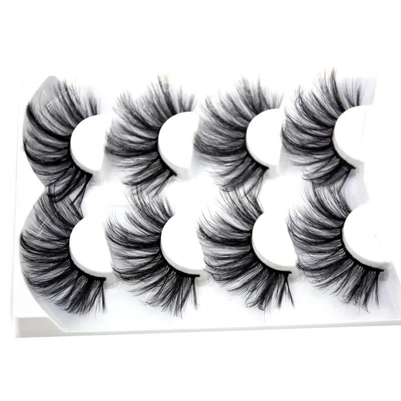 2021 NEW 4 Pairs 3D Mink Hair False Eyelashes Criss-cross Wispy Cross Fluffy 25mm Lashes Extension Handmade Eye Makeup Tools