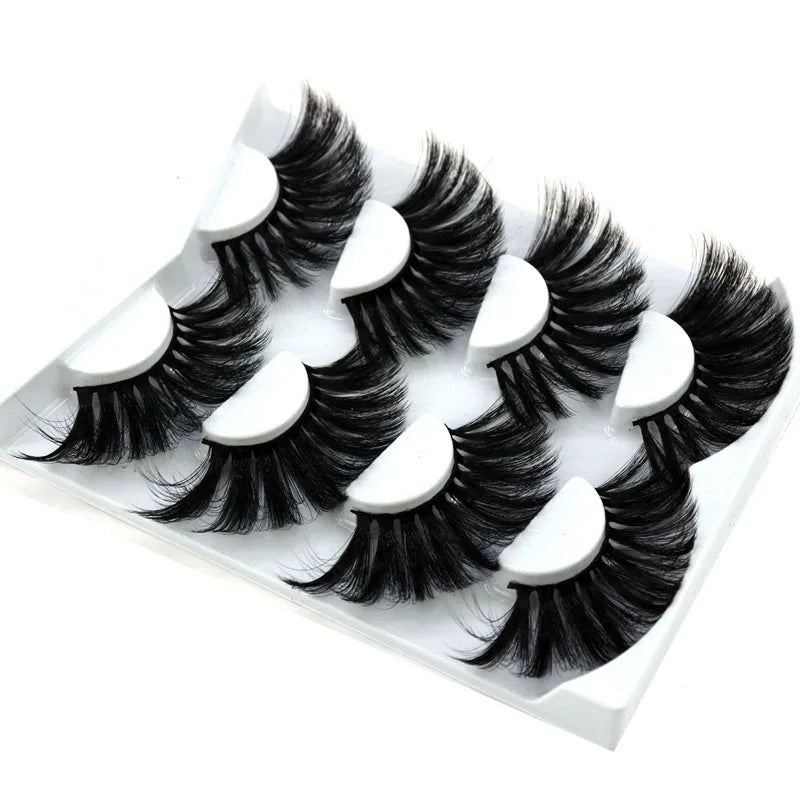 2021 NEW 4 Pairs 3D Mink Hair False Eyelashes Criss-cross Wispy Cross Fluffy 25mm Lashes Extension Handmade Eye Makeup Tools