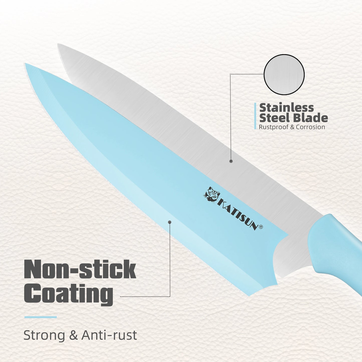 14 Pieces Blue Coding High Carbon Steel Blade, No Rust, and Super Sharp Knife Set with Wooden Stand and Kitchen Scissors