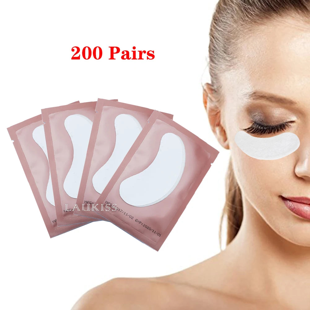 Laukiss 50/100/200Pairs Eyelash Pad Gel Patch Grafting Eyelashes Lint free Under Eye Patches For Eyelash Extension Makeup Tools
