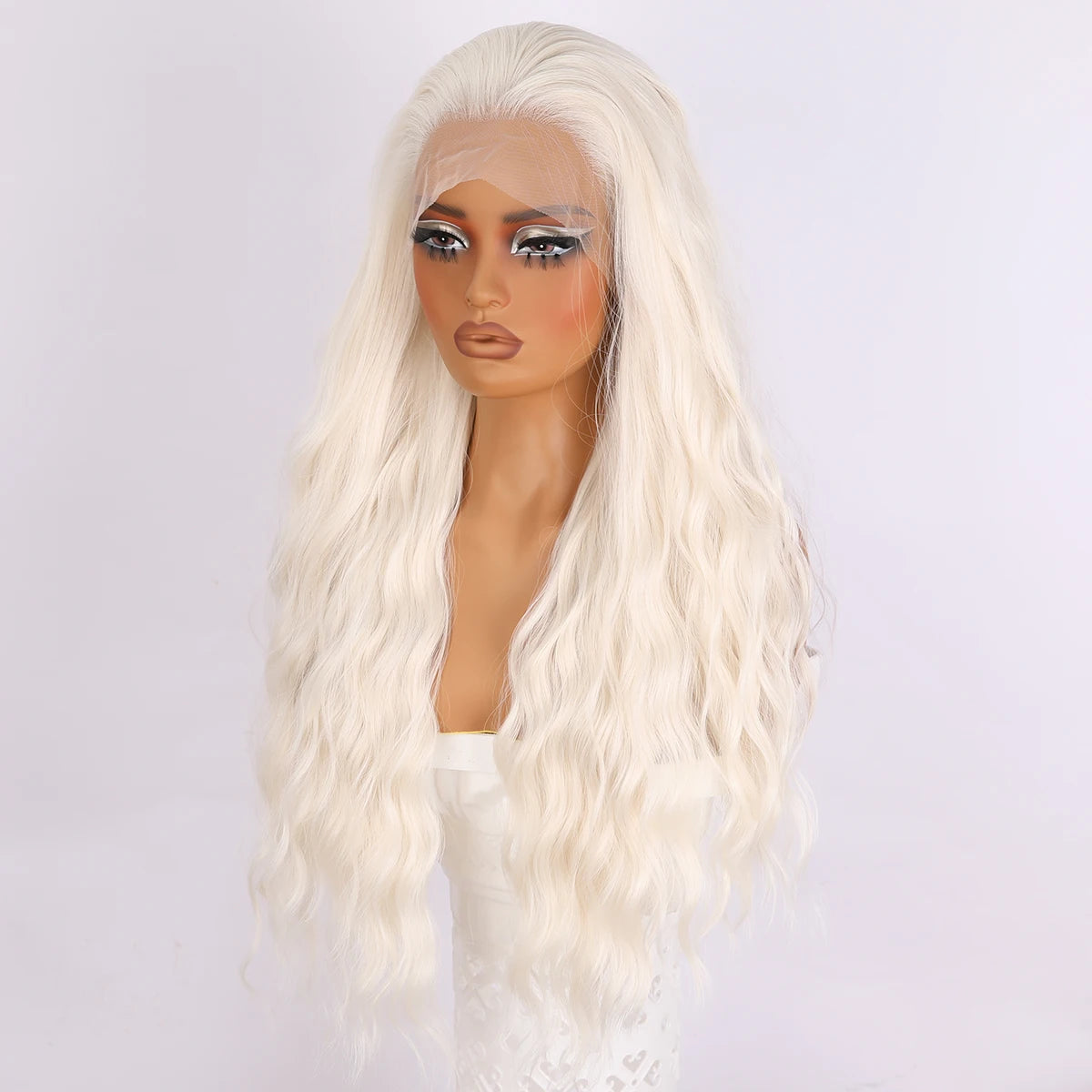 Long Wavy Hair Blonde Lace Front Synthetic Wig Female 13 * 4 Natural Body Wave Replacement Wig, Suitable for Party Daily Use.
