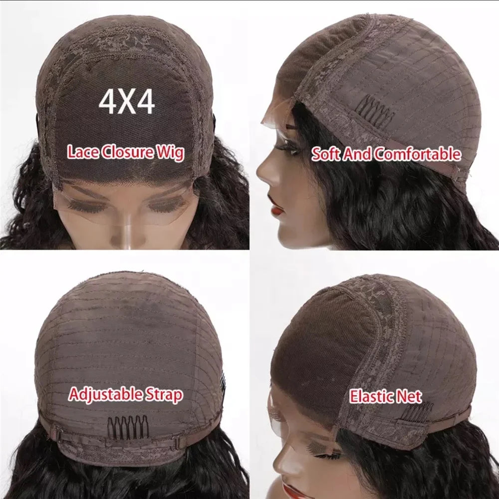 High Quality Human Hair Kinky Straight 4x4 HD Lace Closure Wig 4C Edge Baby Hair Brazilian Bob 13x4 Lace Frontal Glueless Wigs