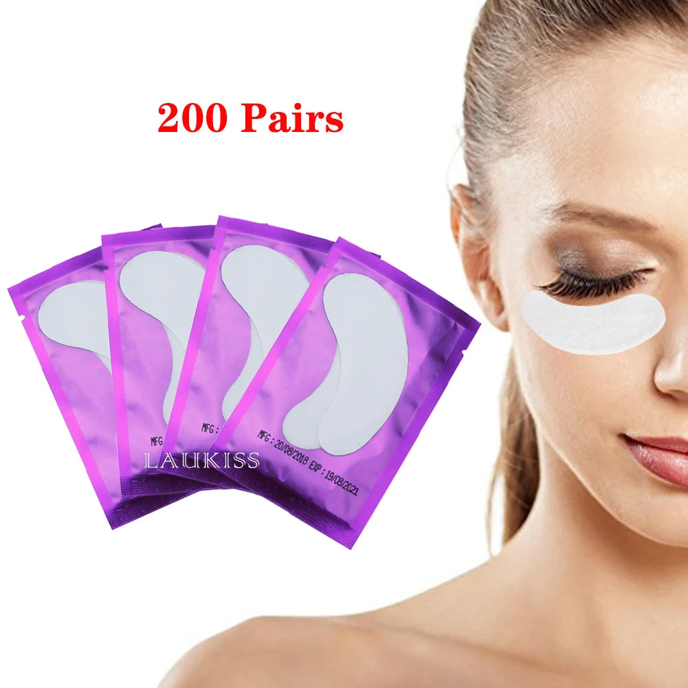Laukiss 50/100/200Pairs Eyelash Pad Gel Patch Grafting Eyelashes Lint free Under Eye Patches For Eyelash Extension Makeup Tools