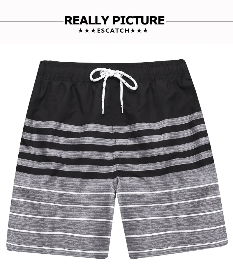 Escatch New Men's Beach Shorts Summer Surf Trunks Plus Size Drawstring Swimwear For Male ESX05 Gym Sportswear Swimsuit