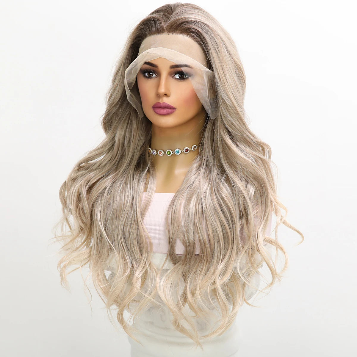 2025 High Quality 13*6 Synthetic 100%futura Lace Front Wig hd Lace Frontal Wig Blonde Wig for Women SM9703