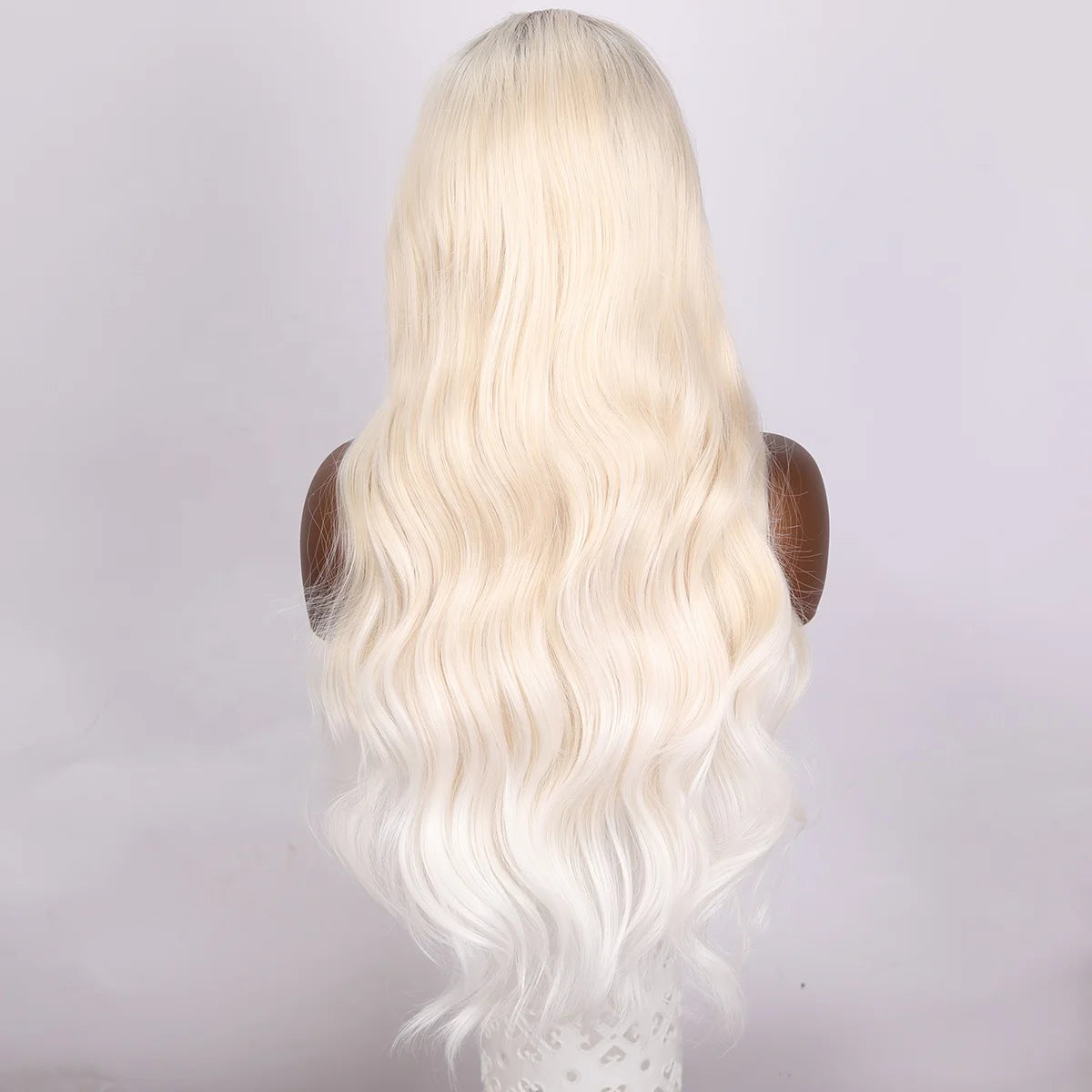 Europe and the New 13*4U Lace Ivory White Wavy Hair Imported Silk and Chemical Fiber Women's Wig Headgear. SM9720