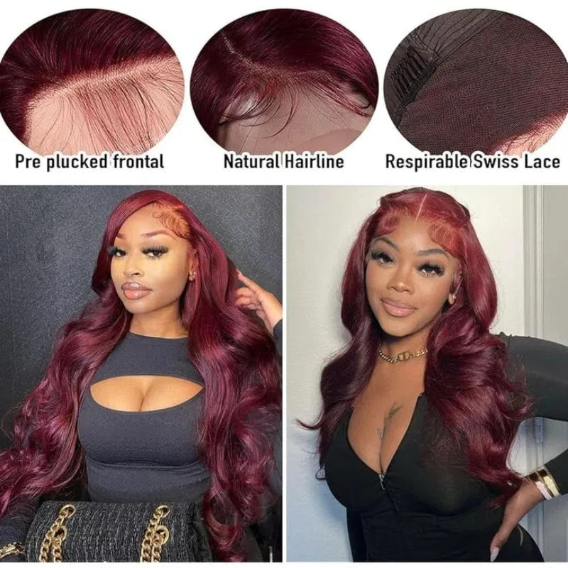 99J Raw Indian Hair Wigs Human Hair Glueless HD Lace Front Vietnamese Cuticle Aligned Hair HD Lace Frontal Wigs for Black Women