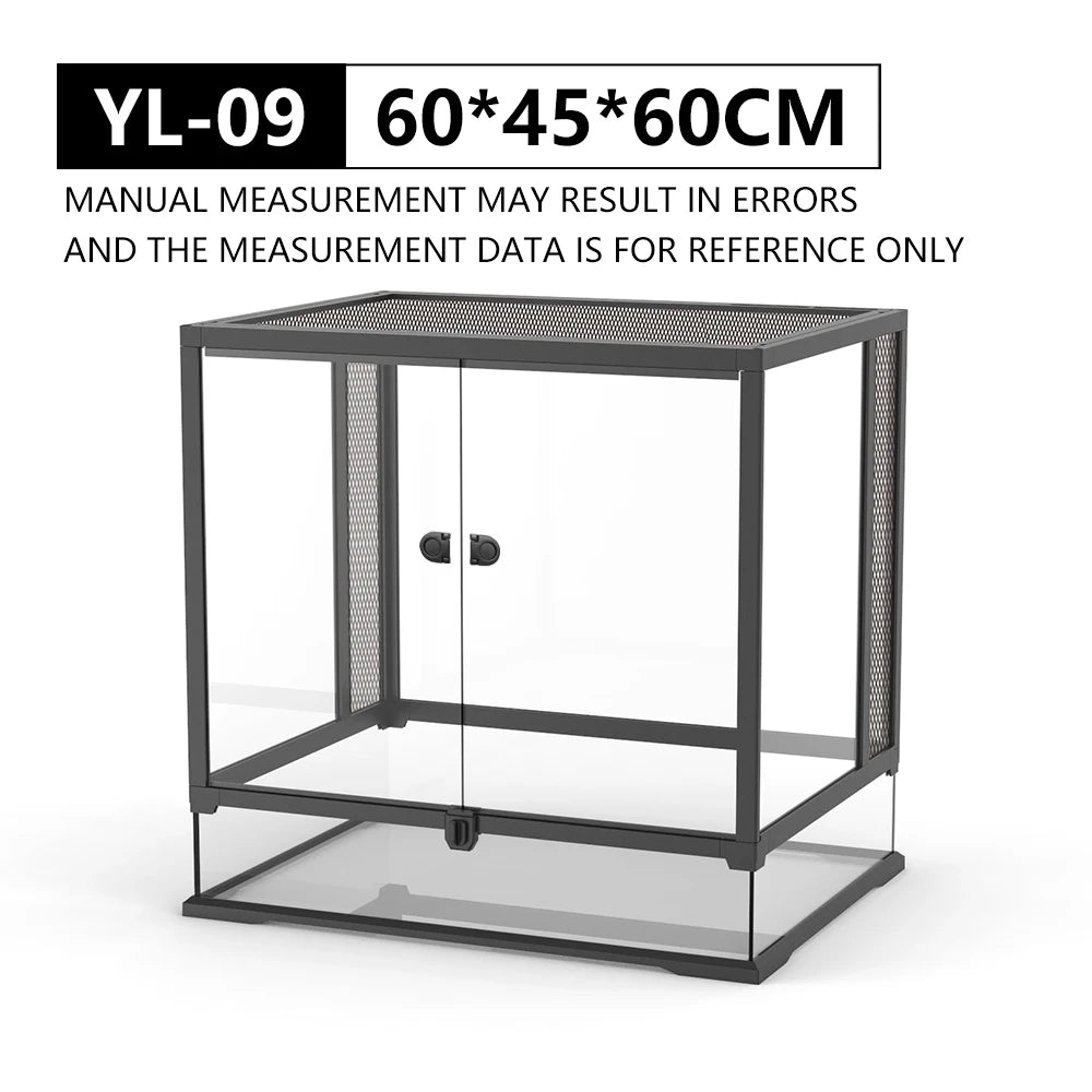 NOMOY PET Glass Terrarium Durable Reptile Habitat Tank with Heat Resistant Aluminum Alloy Frame Dual Front Swinging Doors