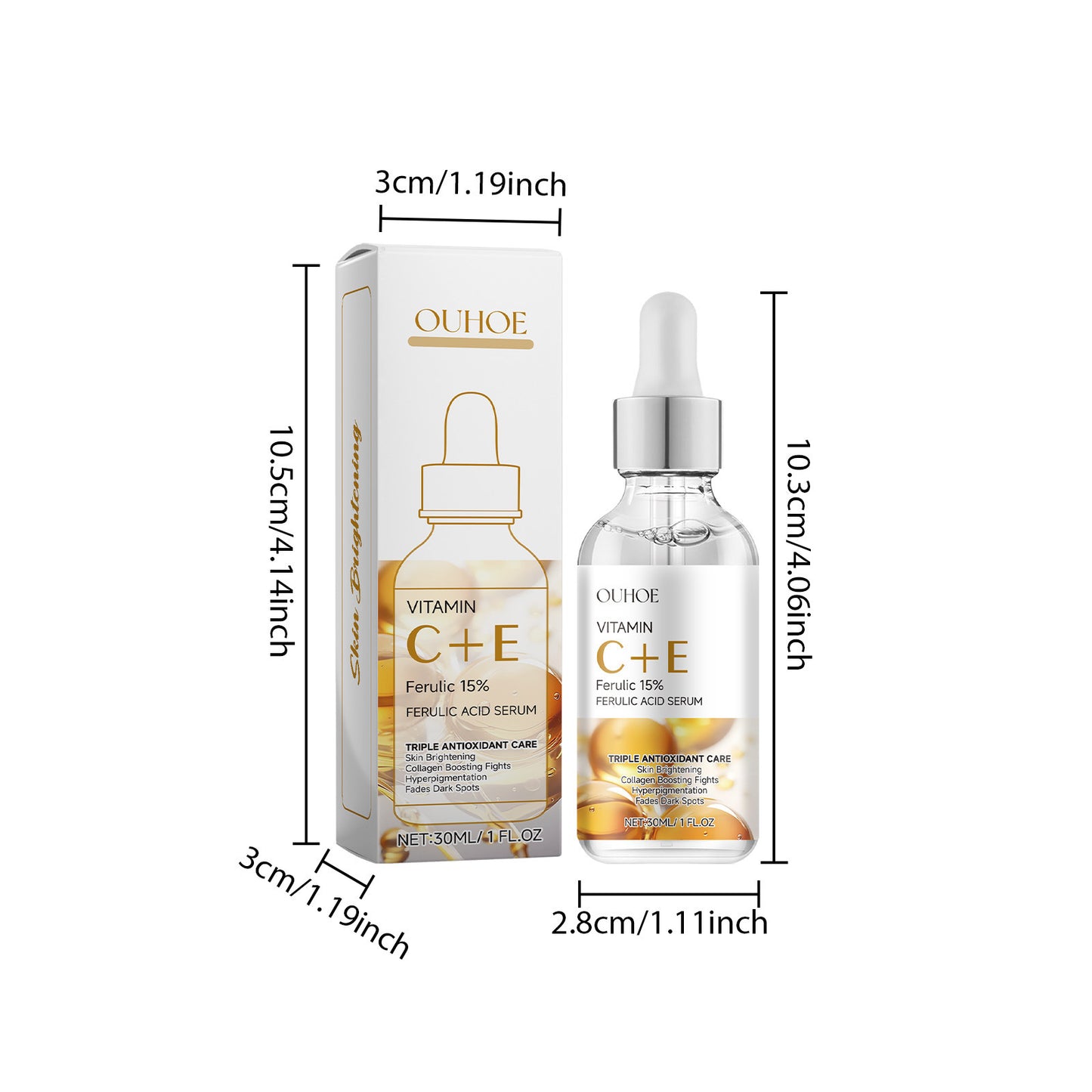 Ferulic Acid Serum Fade Fine Lines Firming Moisturizing Brightening Shrink Pores Vitamin C E Facial Essence Nourishing Skin Care