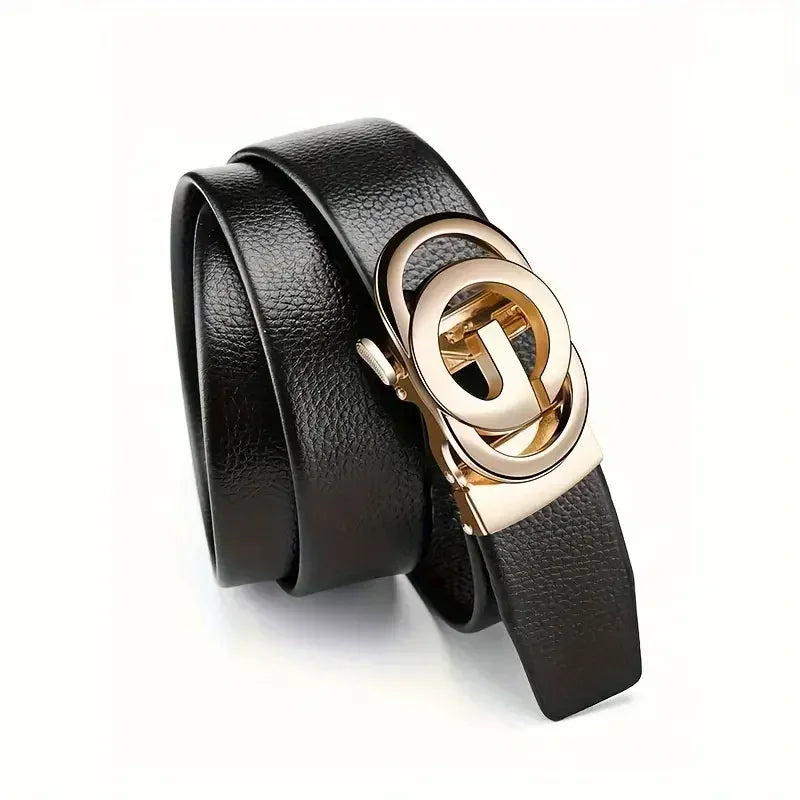 Fashion Business Men'S Belt Genuine Luxury Brand Metal Buckle Belt High-Quality PU Leather Soft Belt With Cargo Pants Jeans